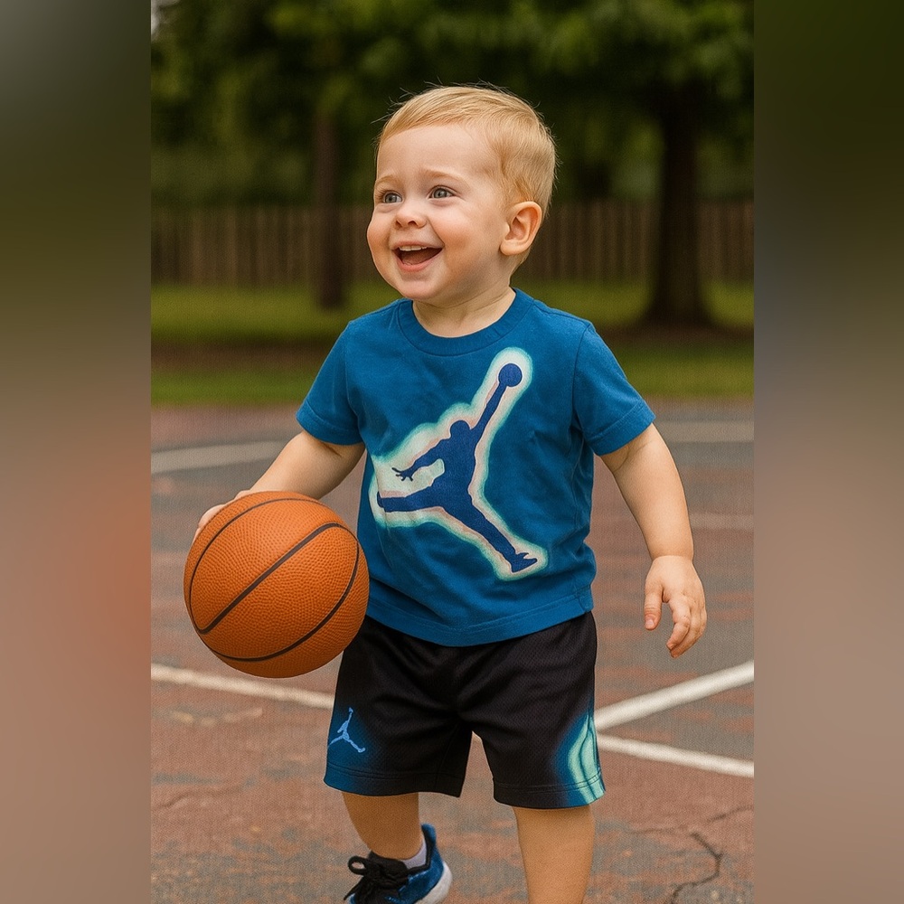Air Jordan Clothing Set Toddler Boy Basketball Hoops T-shirt & shorts size 18mo